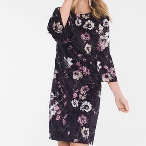 Chico’s velour dress, size 2 (12/14), black pink and white